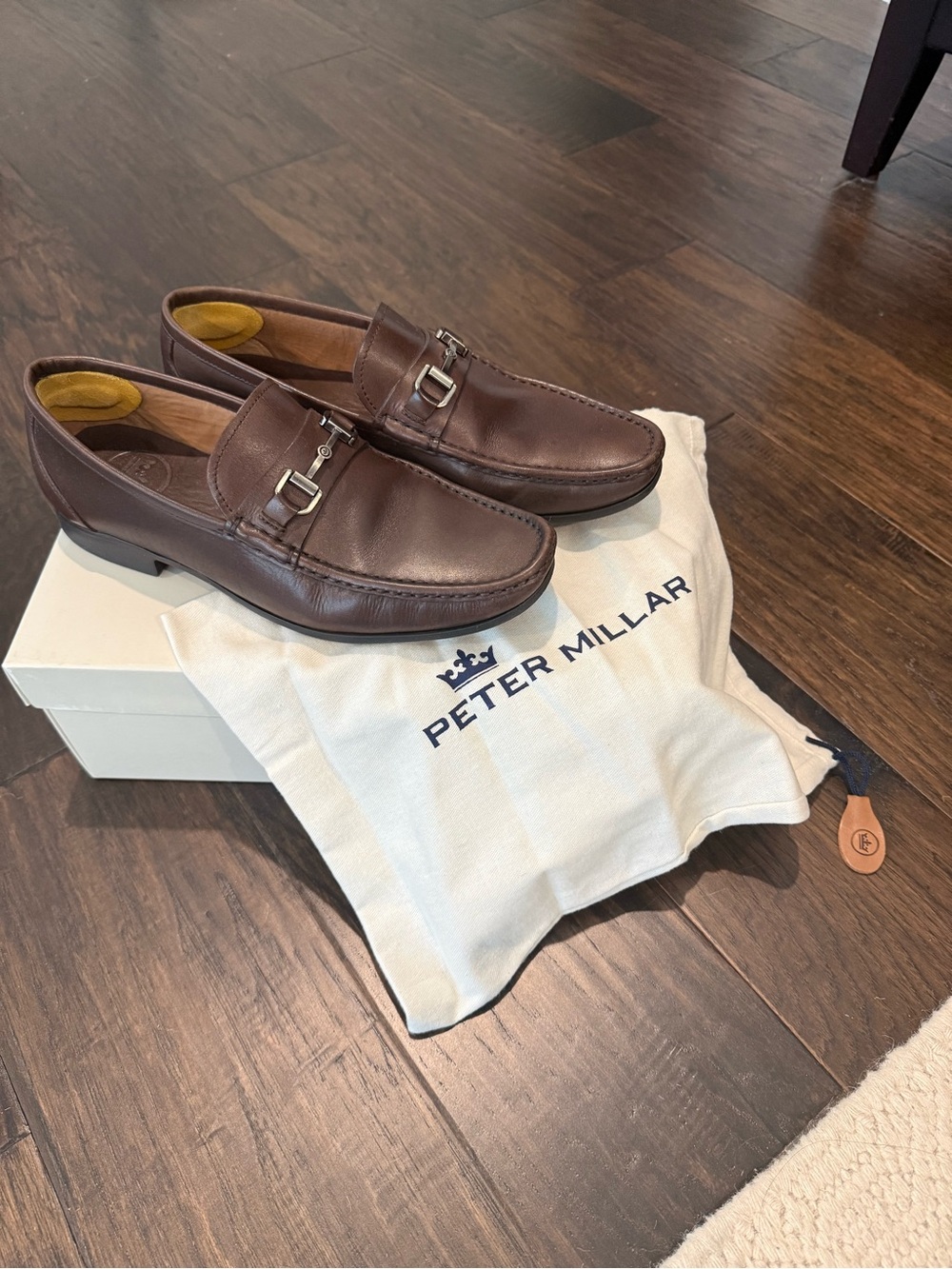 Peter Millar Brown Leather Bit Slip-On Loafers